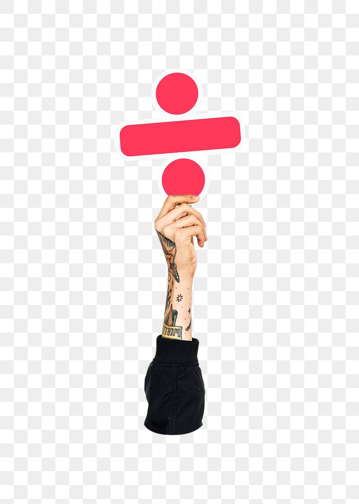 Hand holding png division sign, transparent background