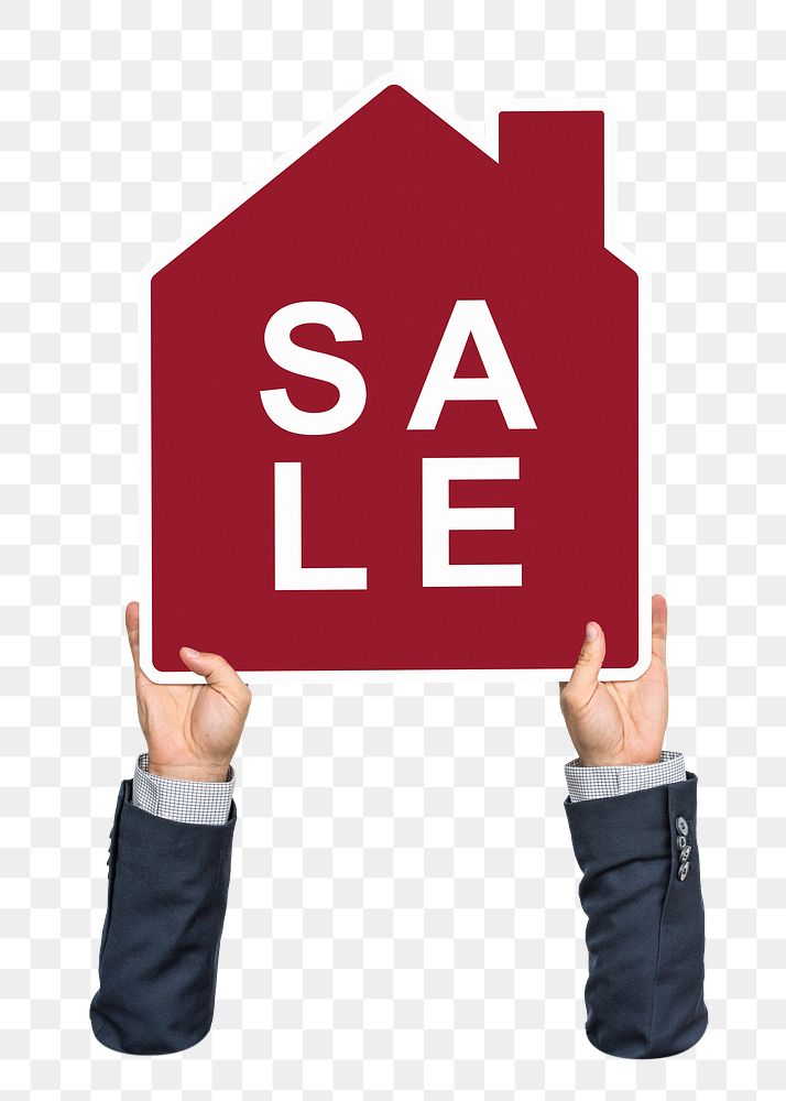 House for sale png sign sticker, transparent background