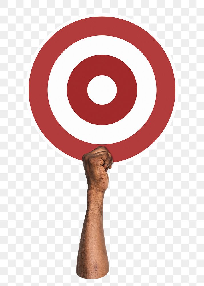 Hand holding target png clipart, transparent background