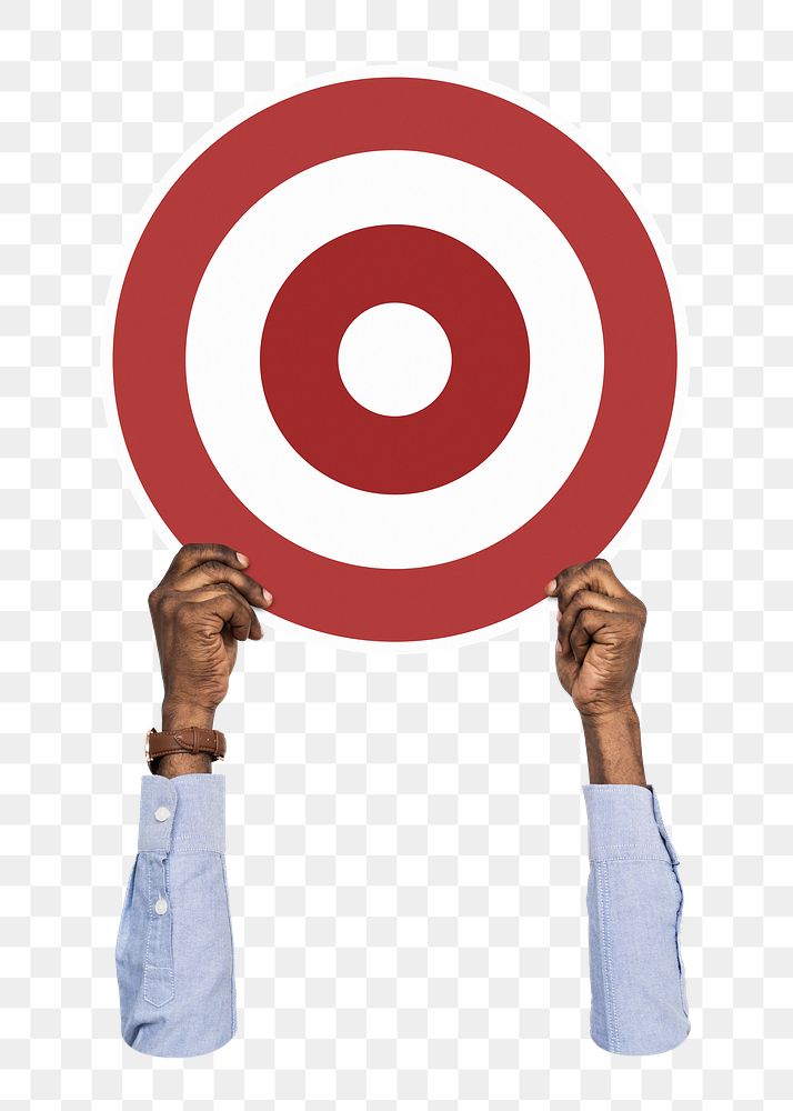 Hand holding target png clipart, transparent background