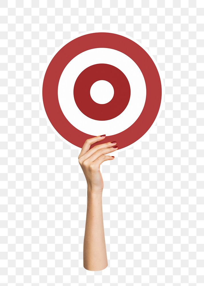 Hand holding target png clipart, transparent background