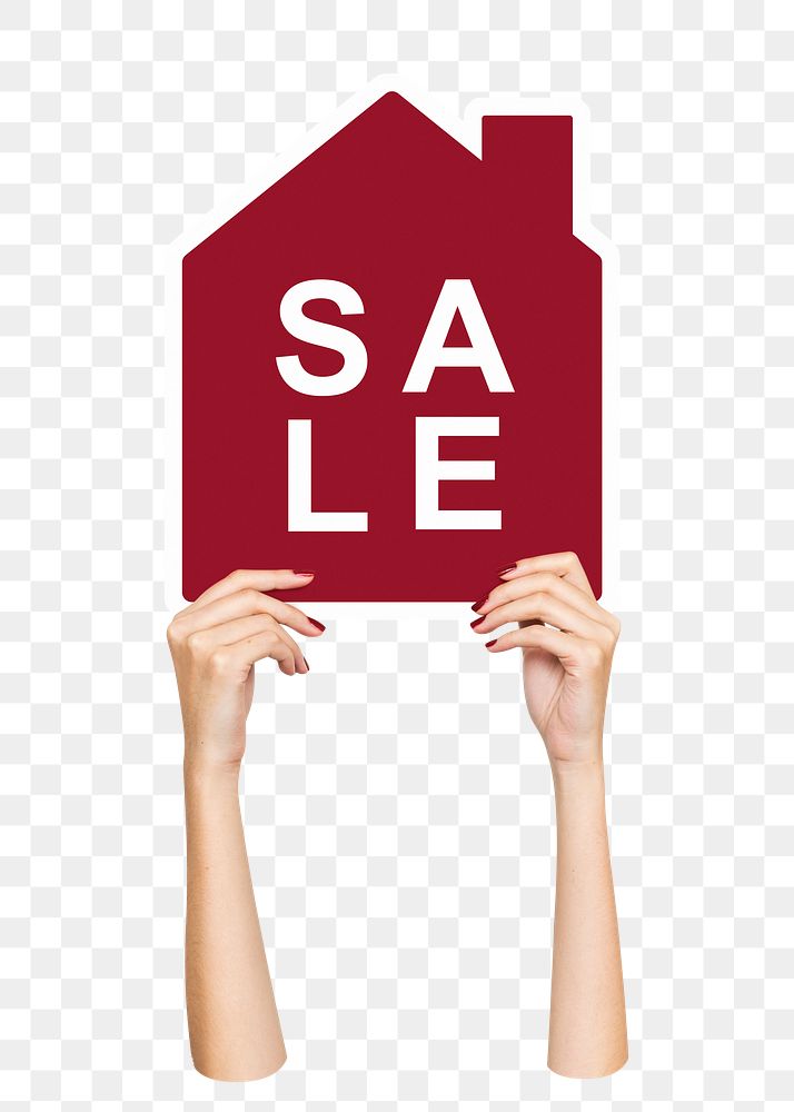 House for sale png sign sticker, transparent background