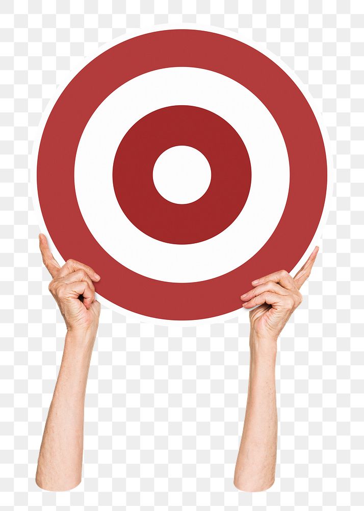 Hand holding target png clipart, transparent background