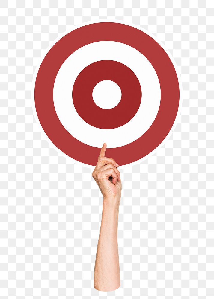 Hand holding target png clipart, transparent background