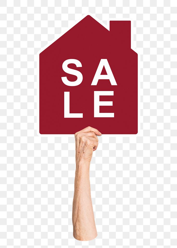 House for sale png sign sticker, transparent background