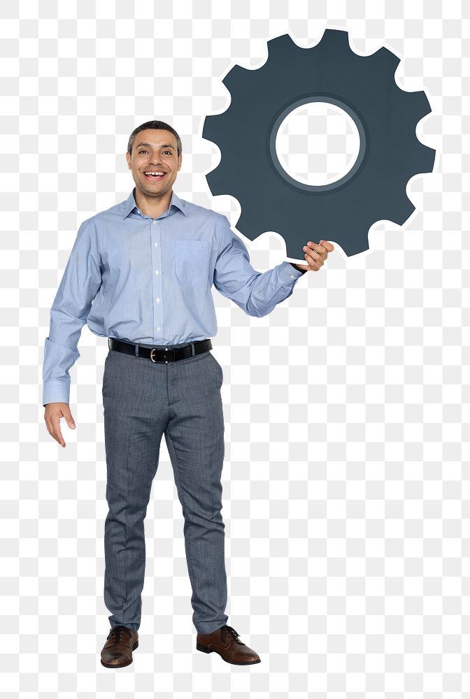 Business gears png element, transparent background