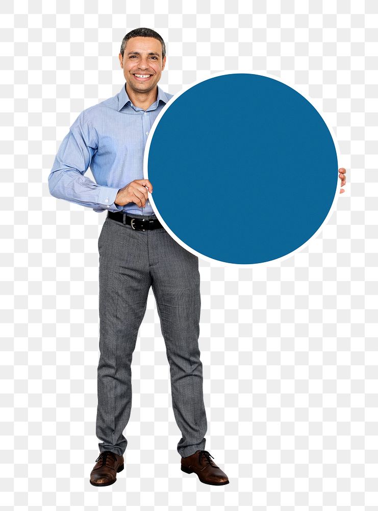 Man with round sign png element, transparent background