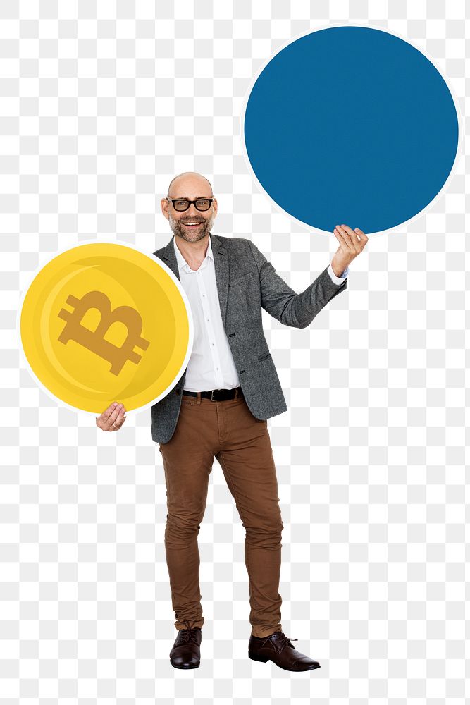 Bitcoin png element, transparent background