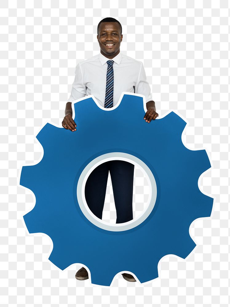 Business gears png element, transparent background