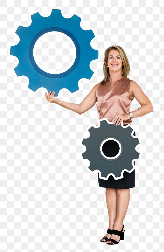 Business gears png element, transparent background