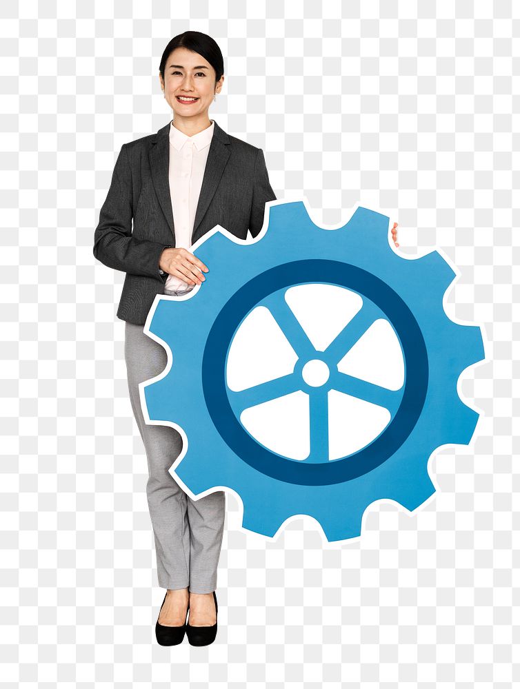 Business gears png element, transparent background