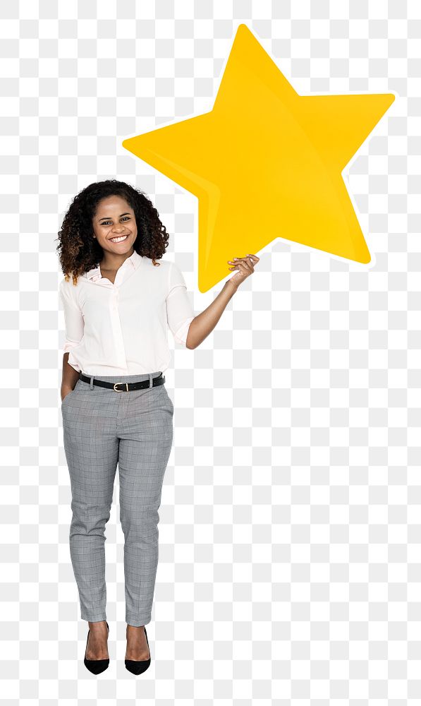 Yellow star png element, transparent background