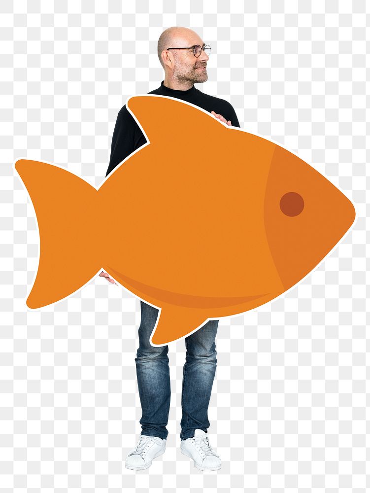 Fish leadership png element, transparent background