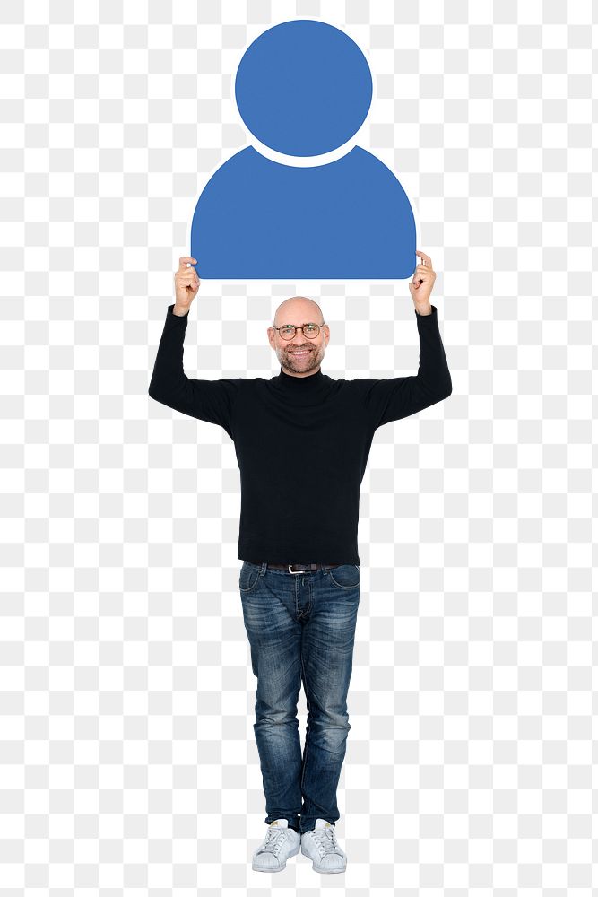 User profile png element, transparent background