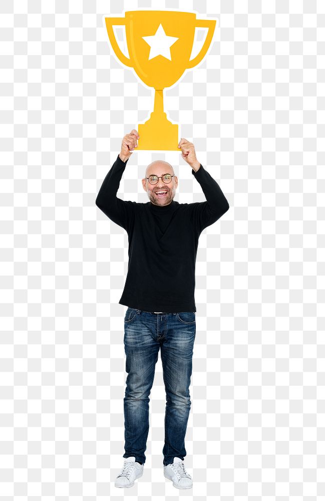 Winner trophy png element, transparent background