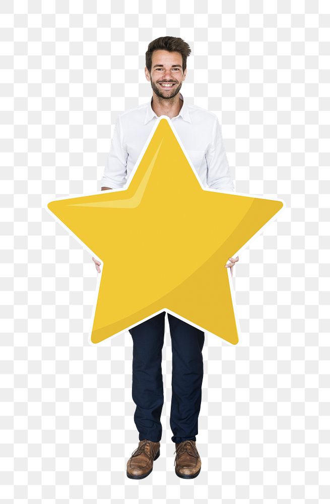 Star rating png element, transparent background