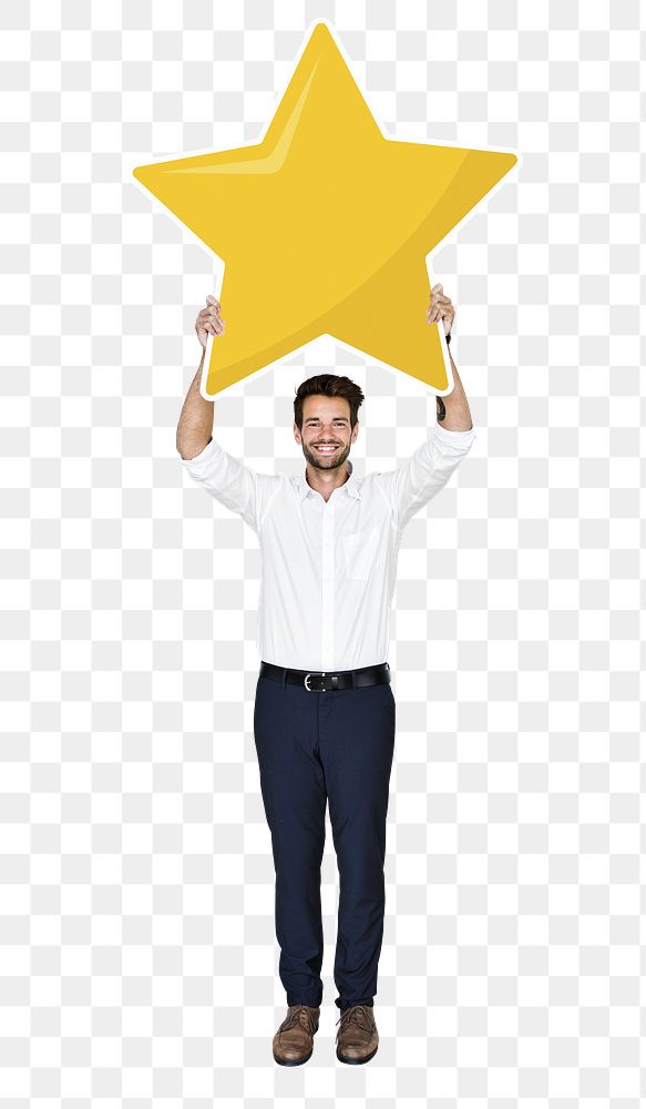 Star rating png element, transparent background