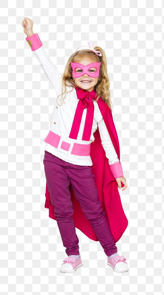 Pink superhero kid png, transparent background