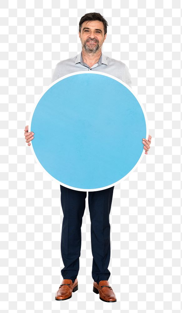 Man with round sign png element, transparent background