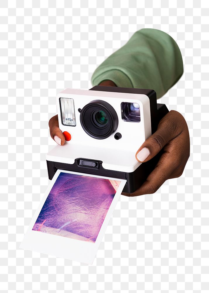 PNG Hands holding camera, collage element on transparent background