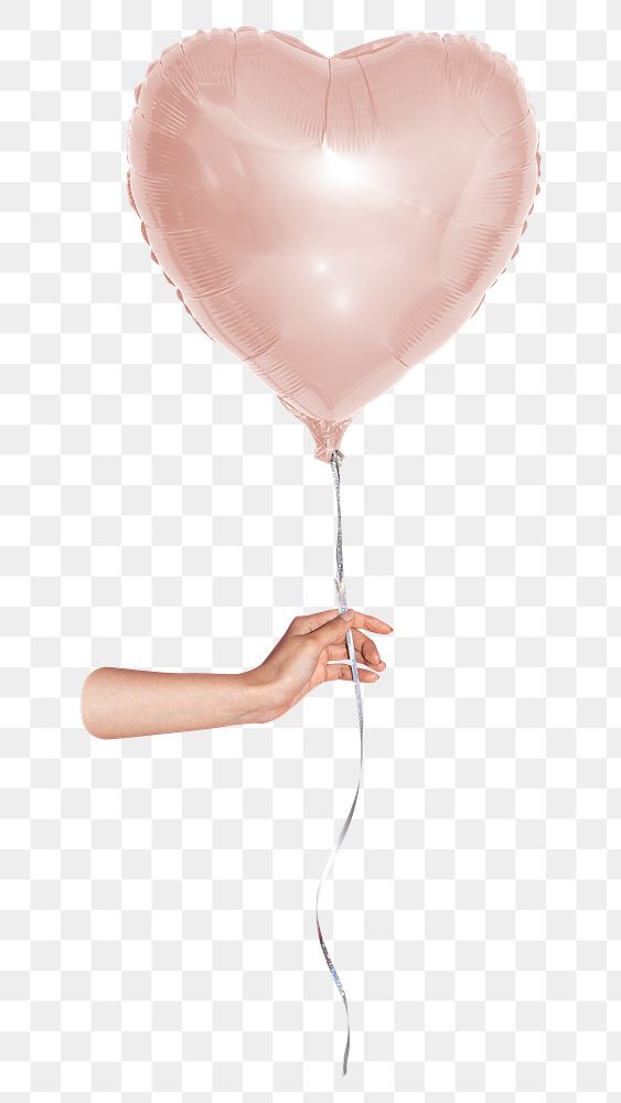Pink heart balloon png, transparent background