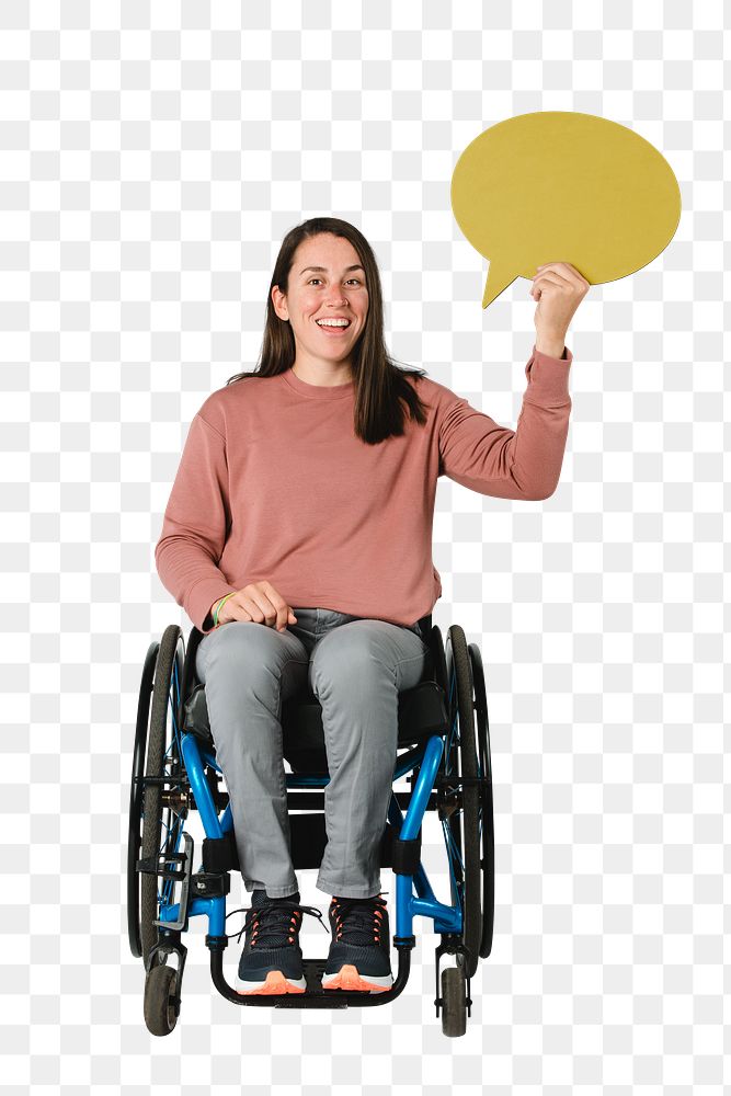 Woman in wheelchair png element, transparent background
