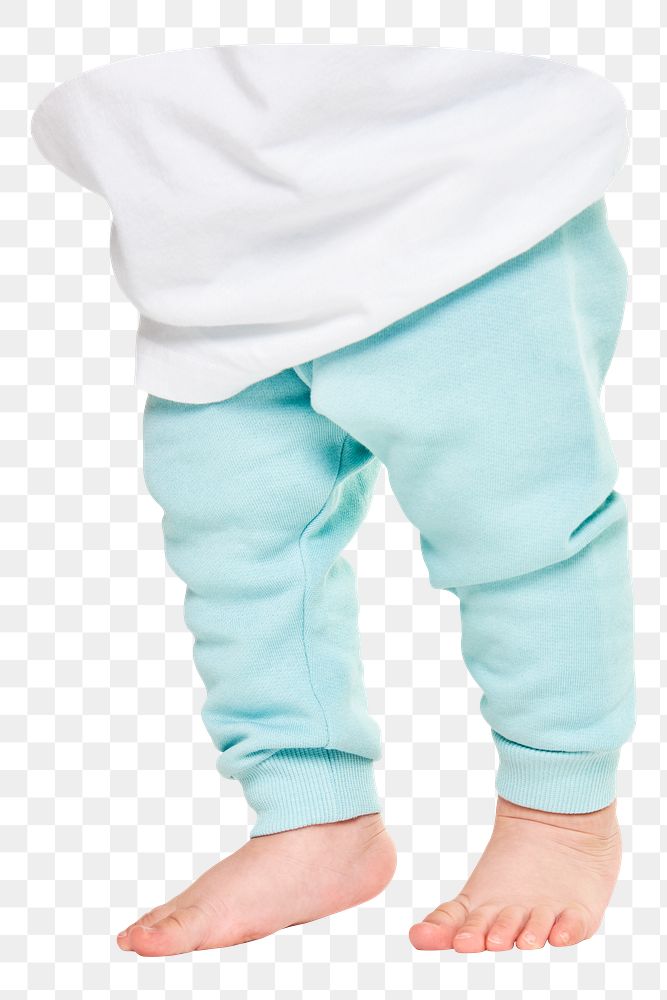 Png child wearing sweat pants,  transparent background