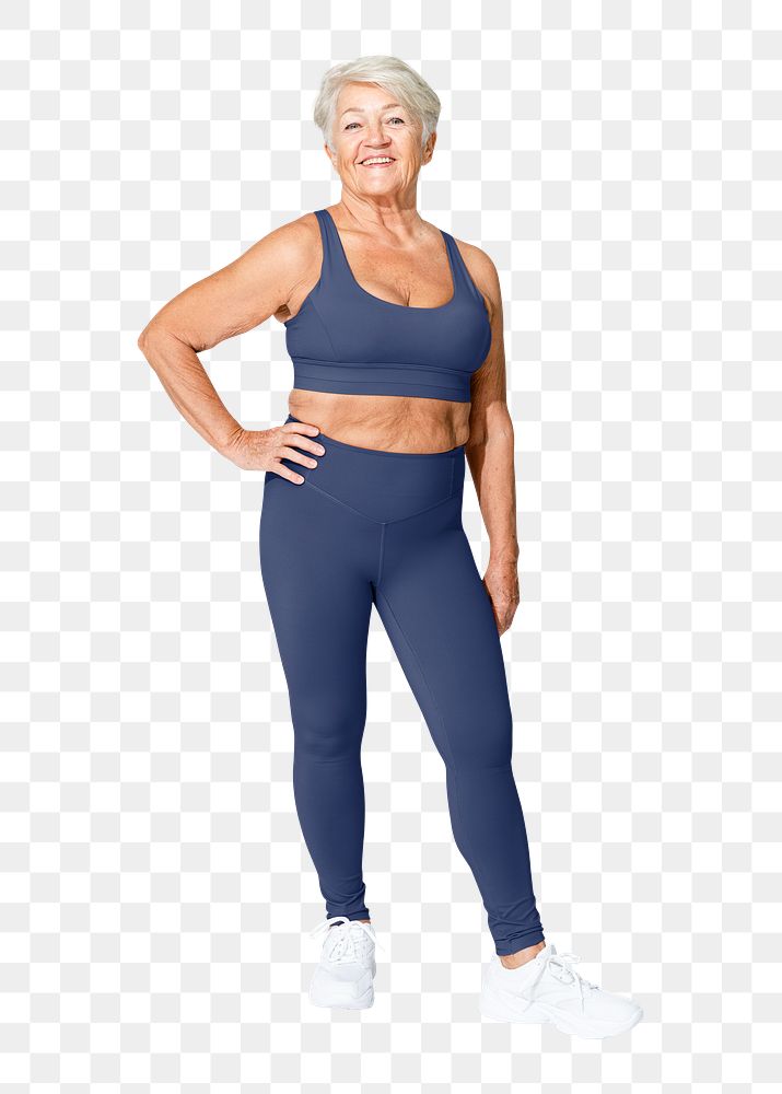 Sportive senior woman png activewear apparel, transparent background