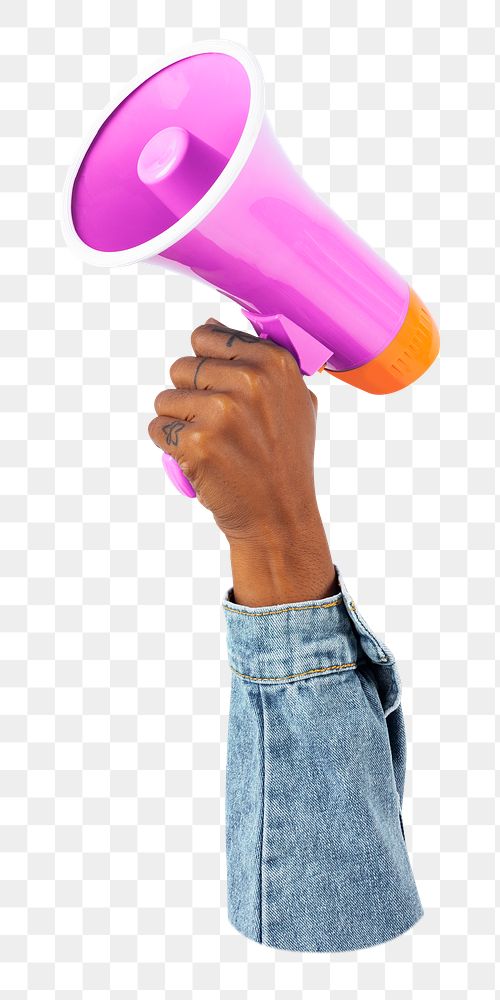 Hand holding png megaphone transparent background