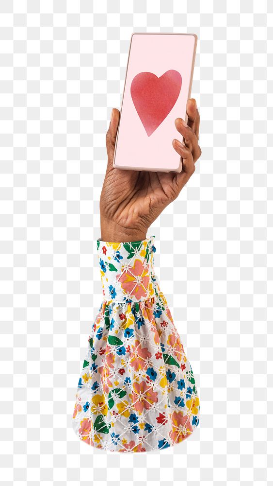 Png hand holding smartphone , transparent background