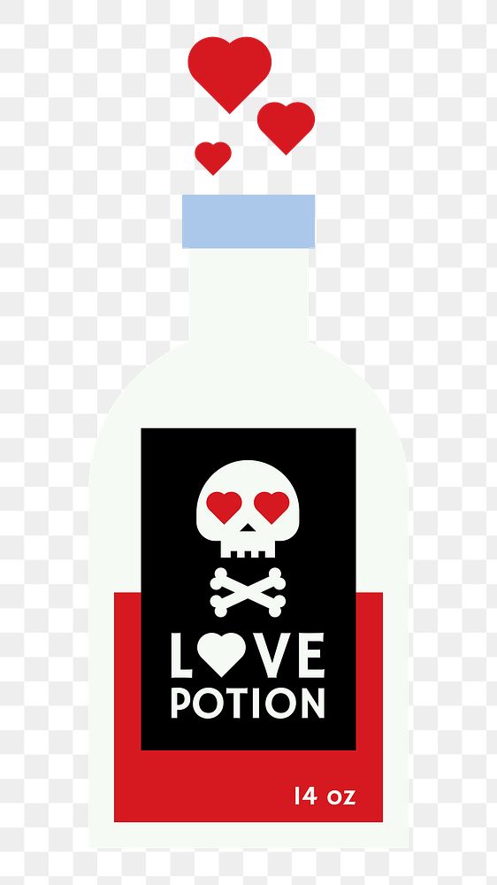 Png valentine love potion sticker, transparent background