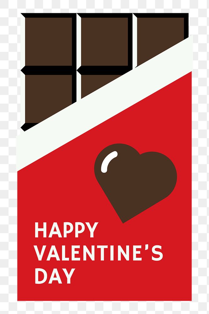 Png valentine's day chocolate bar sticker, transparent background