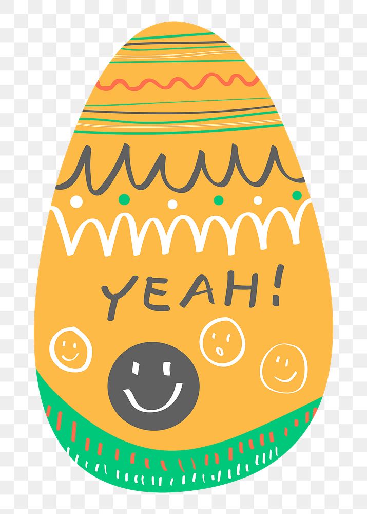 Png yellow easter egg sticker, transparent background