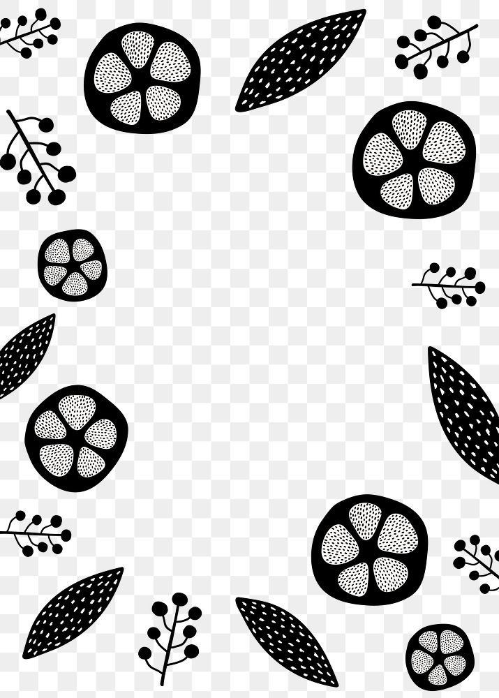 Abstract flowers png border, transparent background