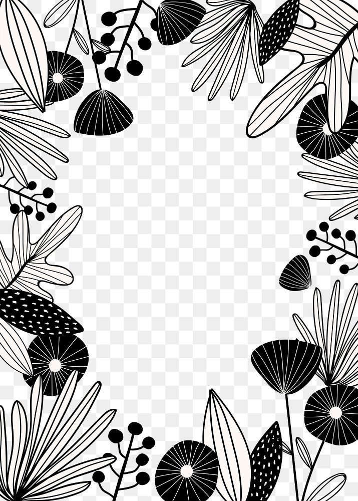 Abstract flowers png border, transparent background