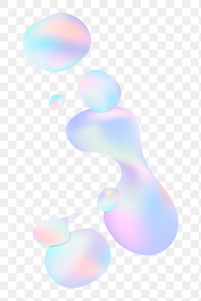 Png aesthetic holographic bubbles, transparent background