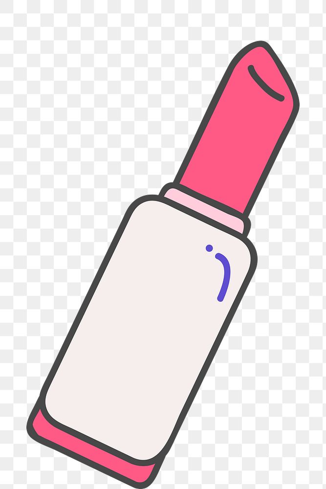 Png pink lipstick doodle sticker, transparent background