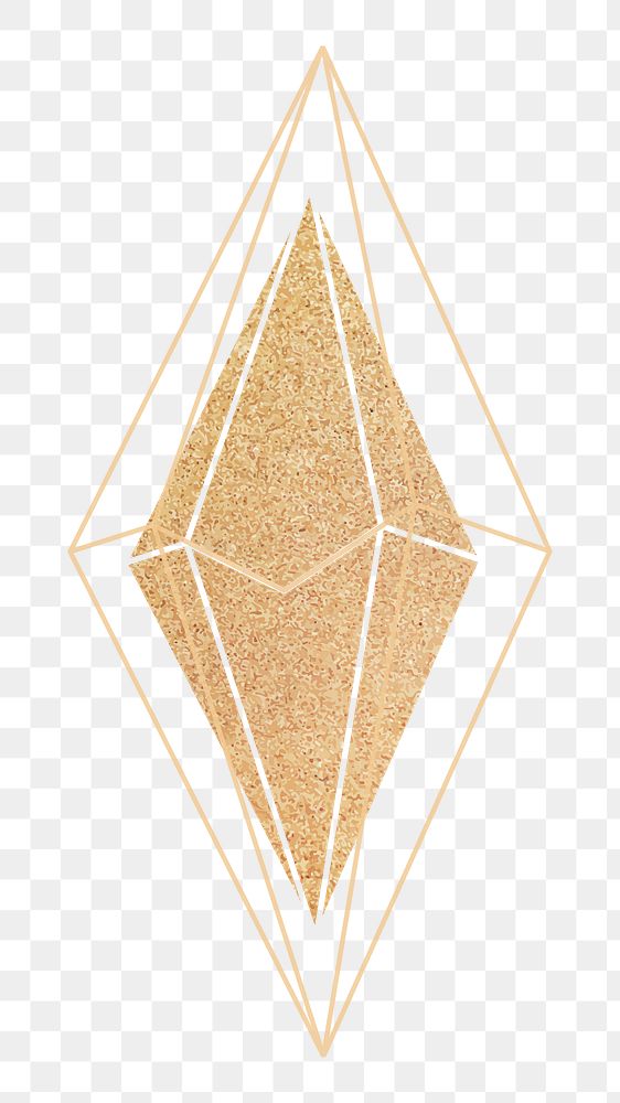 Png gold shiny crystal design element, transparent background