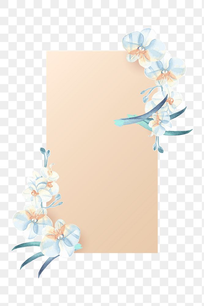 Watercolor orchid png frame, transparent background