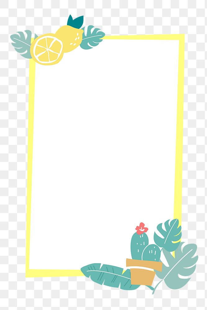 Png tropical summer design frame, transparent background