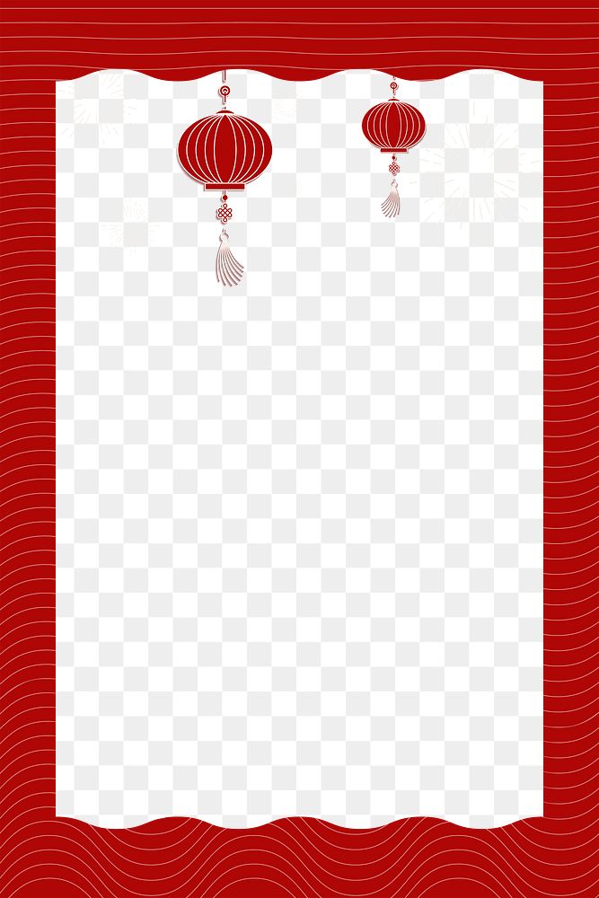 Png Chinese lantern design border frame, transparent background