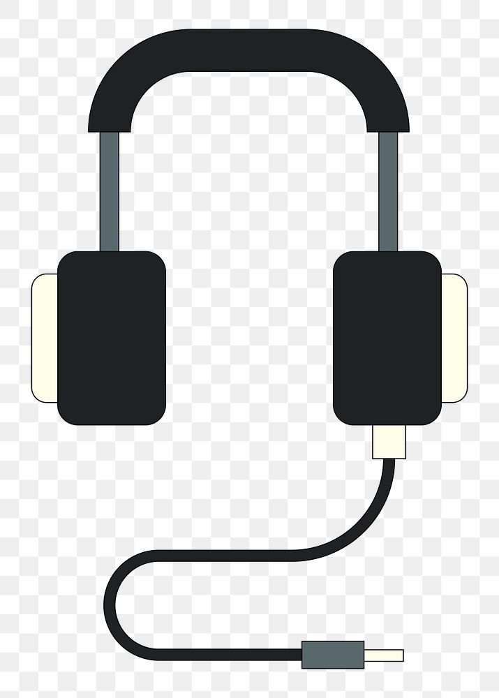 Png black headphones sticker, transparent background