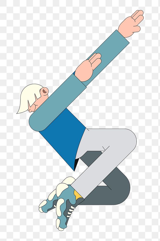 Png young male character dabbing sticker, transparent background
