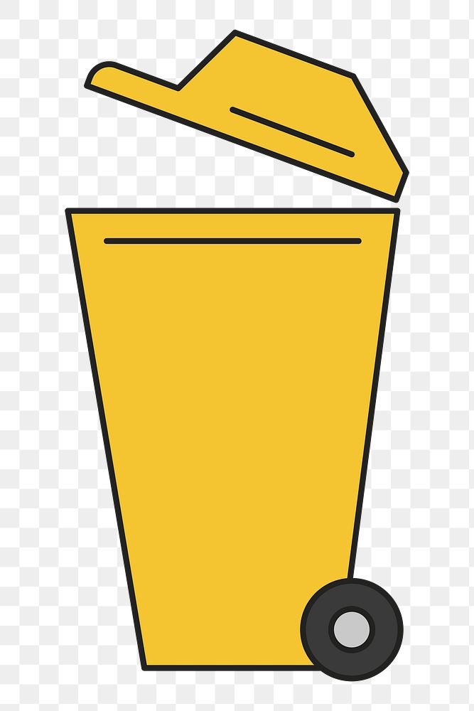 PNG Yellow trash bin environment icon illustration sticker, transparent background