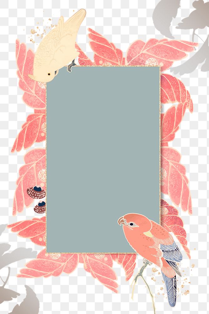 Png rectangle botanical frame, transparent background