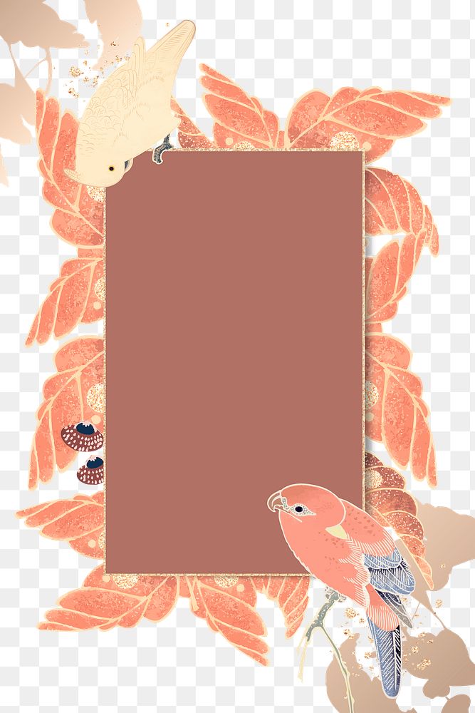 Png rectangle botanical frame, transparent background