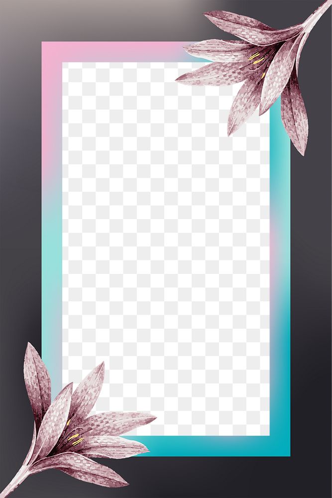Png pretty floral border frame, transparent background