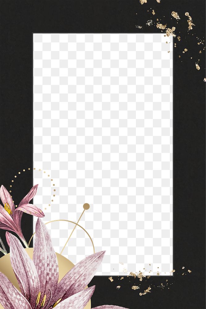 Png aesthetic floral border frame, transparent background