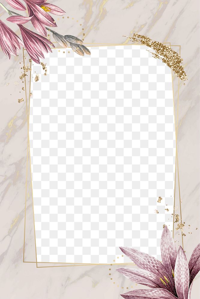 Png aesthetic floral border frame, transparent background