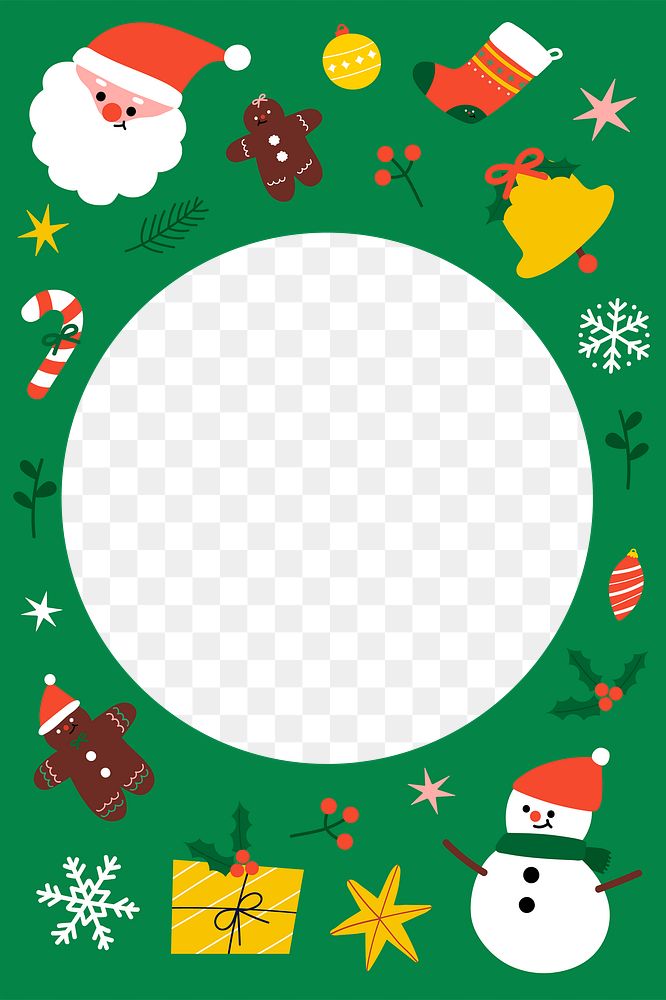 Png green Christmas design border frame, transparent background